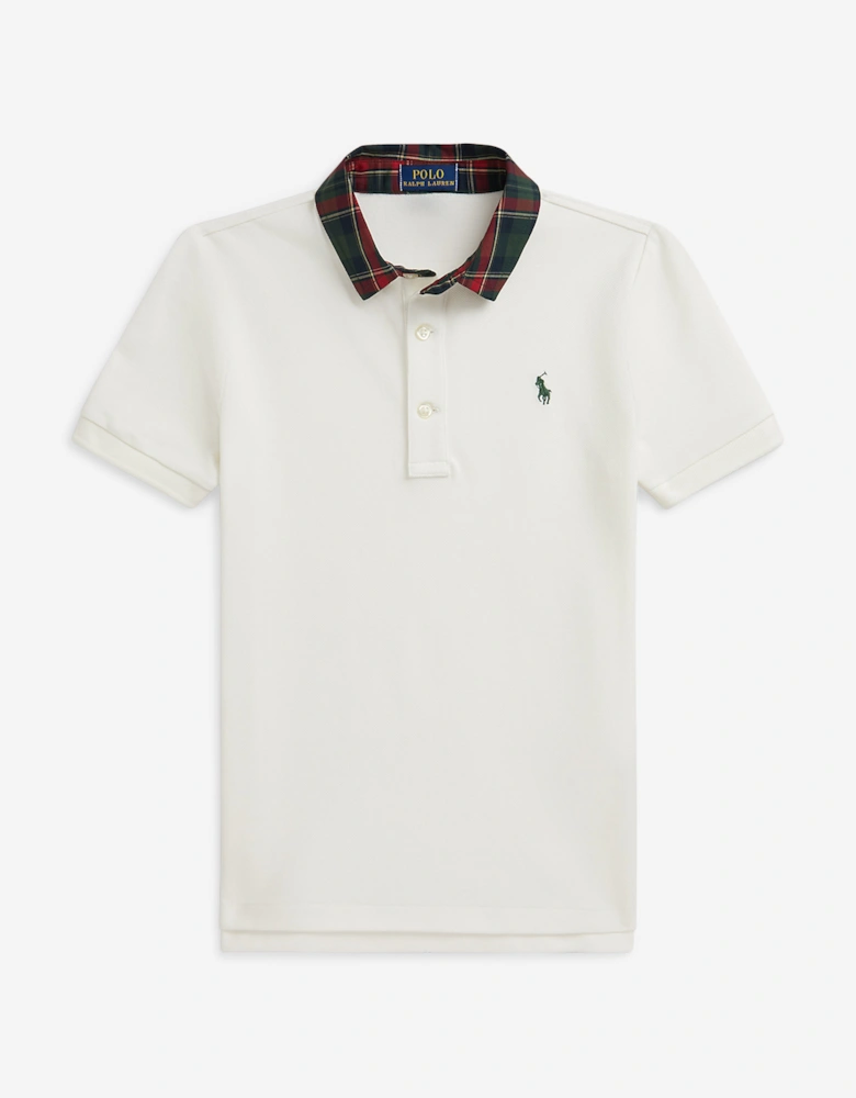 Boys Logo Polo Shirt in Ivory