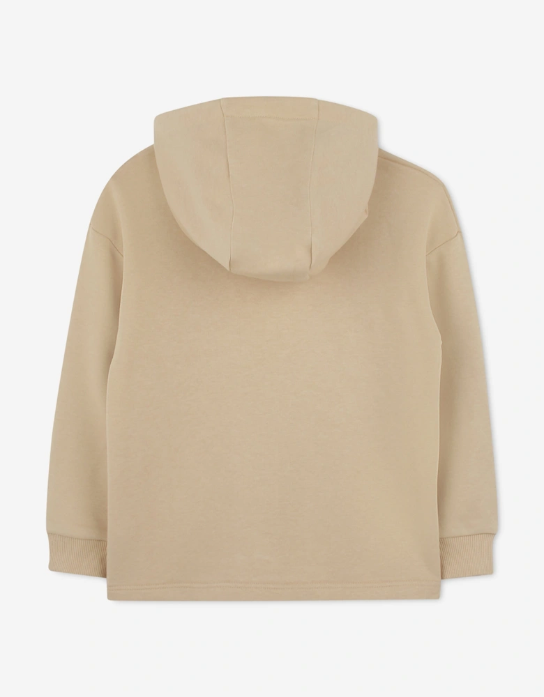 Boys Belt Bag Print Hoodie in Beige