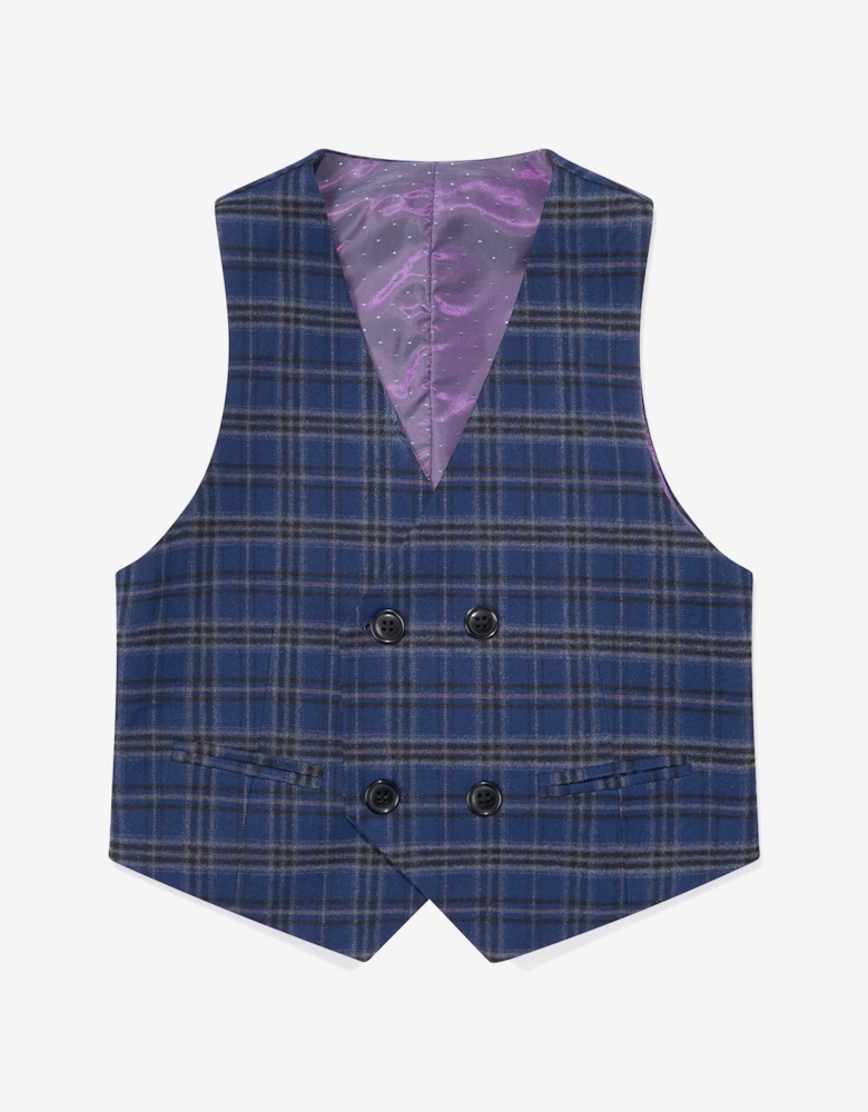 Boys Checked 3 Piece Suit Set in Navy