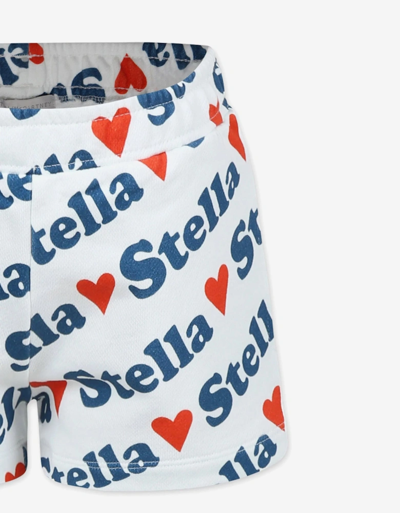 Girls Heart Logo Shorts in Ivory