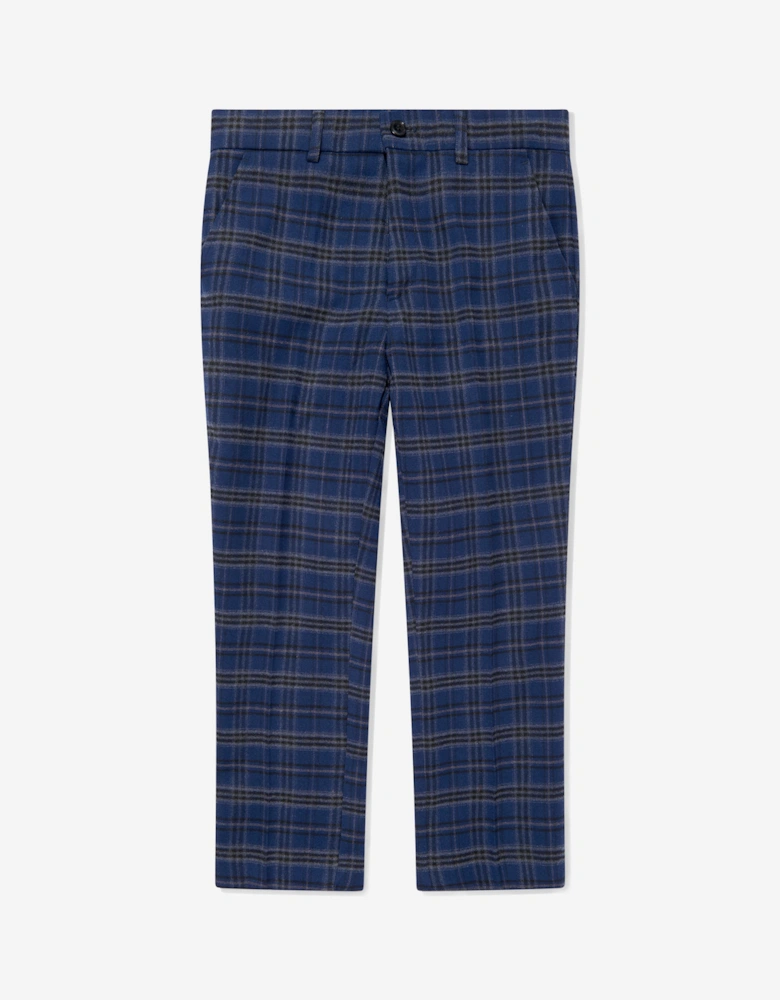 Boys Checked 3 Piece Suit Set in Navy