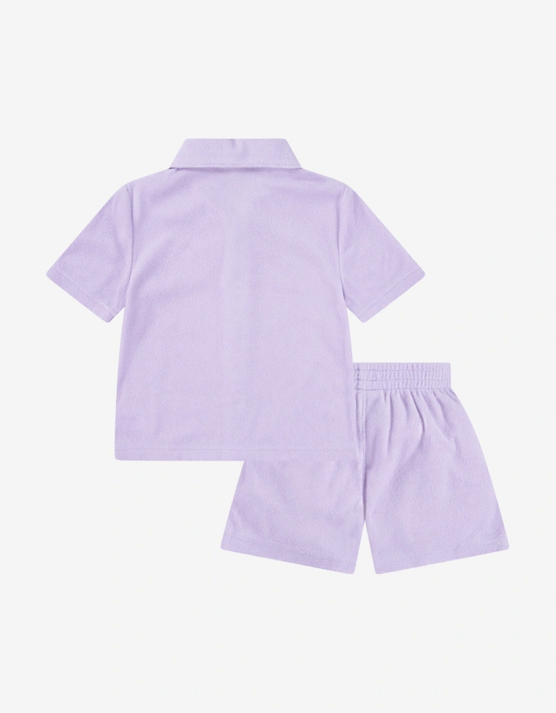 Boys Terry Cloth Camp Short Set in Purple