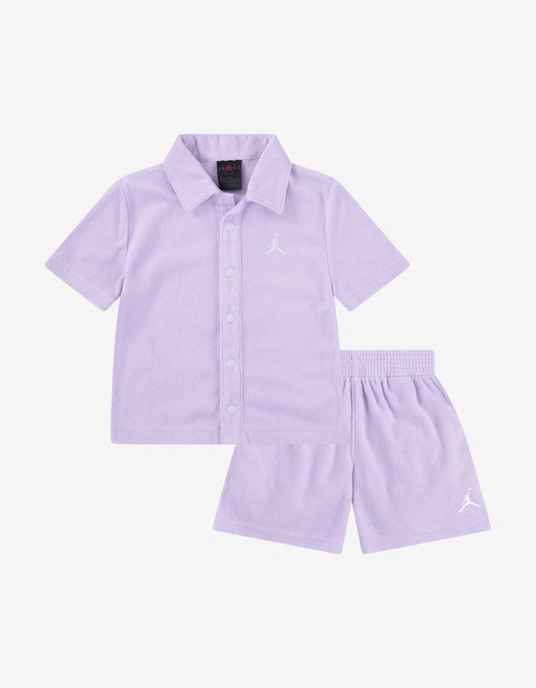 Boys Terry Cloth Camp Short Set in Purple