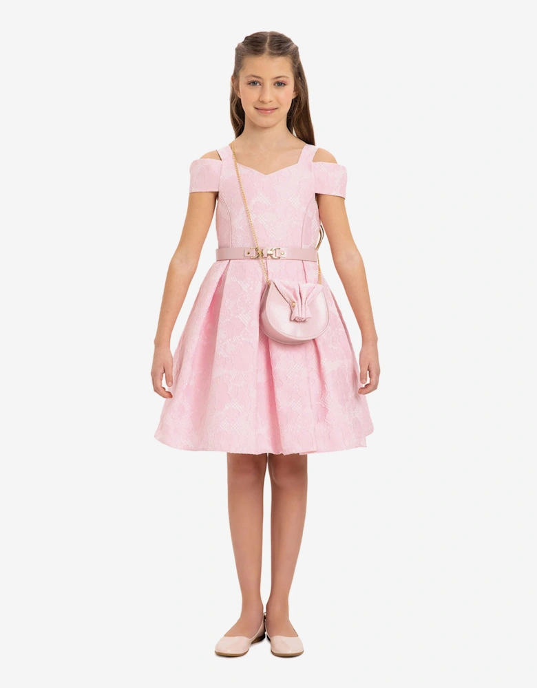 Girls Dress with Bag and Belt in Pink