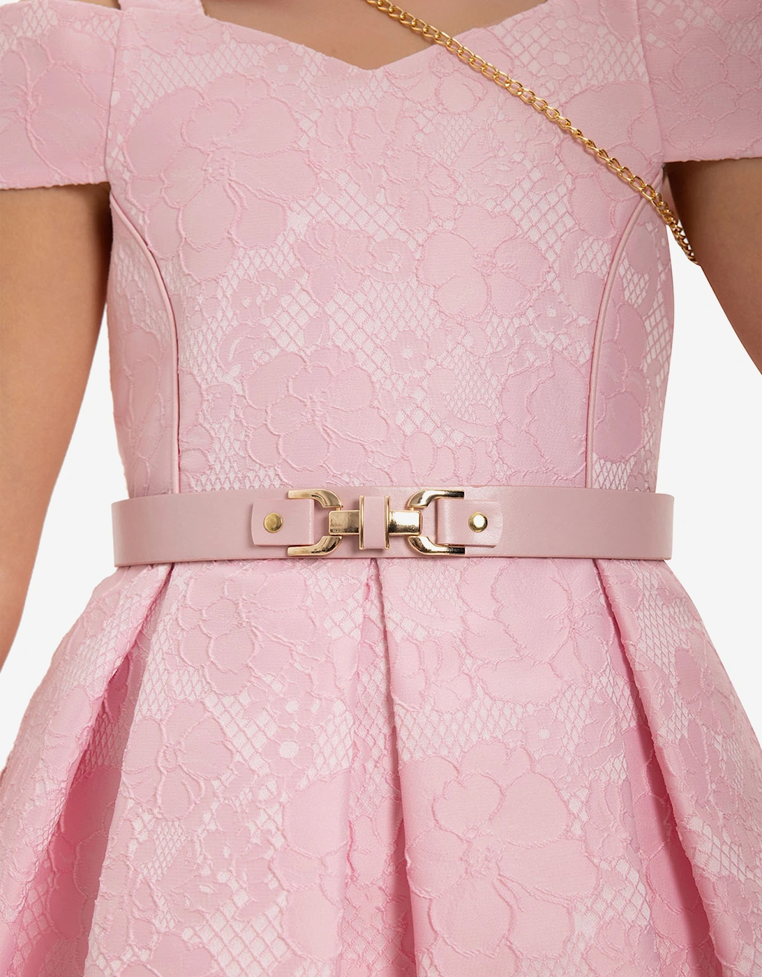 Girls Dress with Bag and Belt in Pink