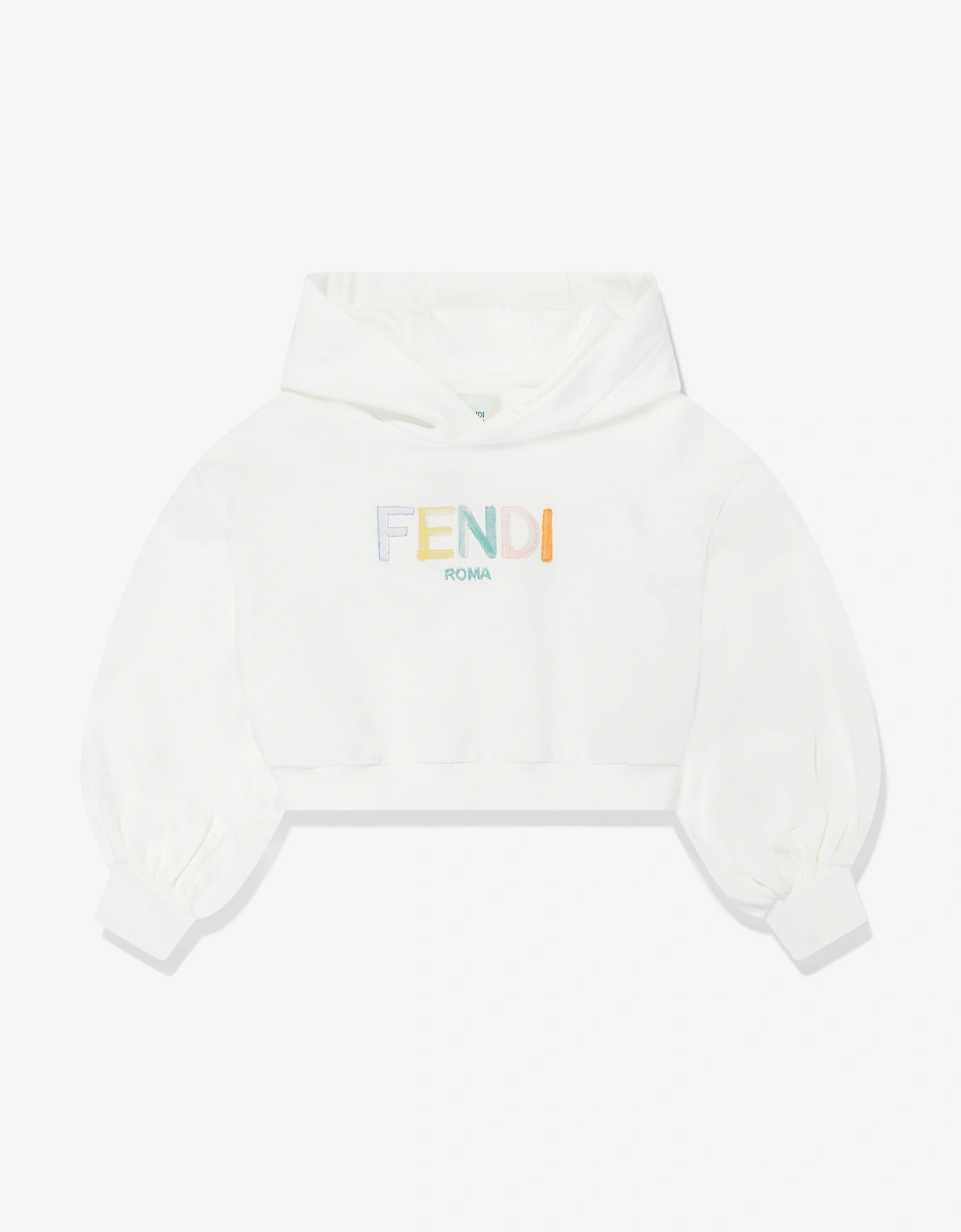 Girls Cropped Hoodie in White, 9 of 8