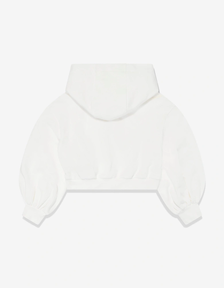 Girls Cropped Hoodie in White
