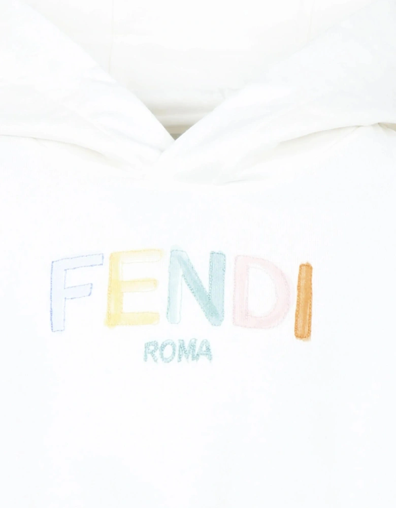 Girls Cropped Hoodie in White