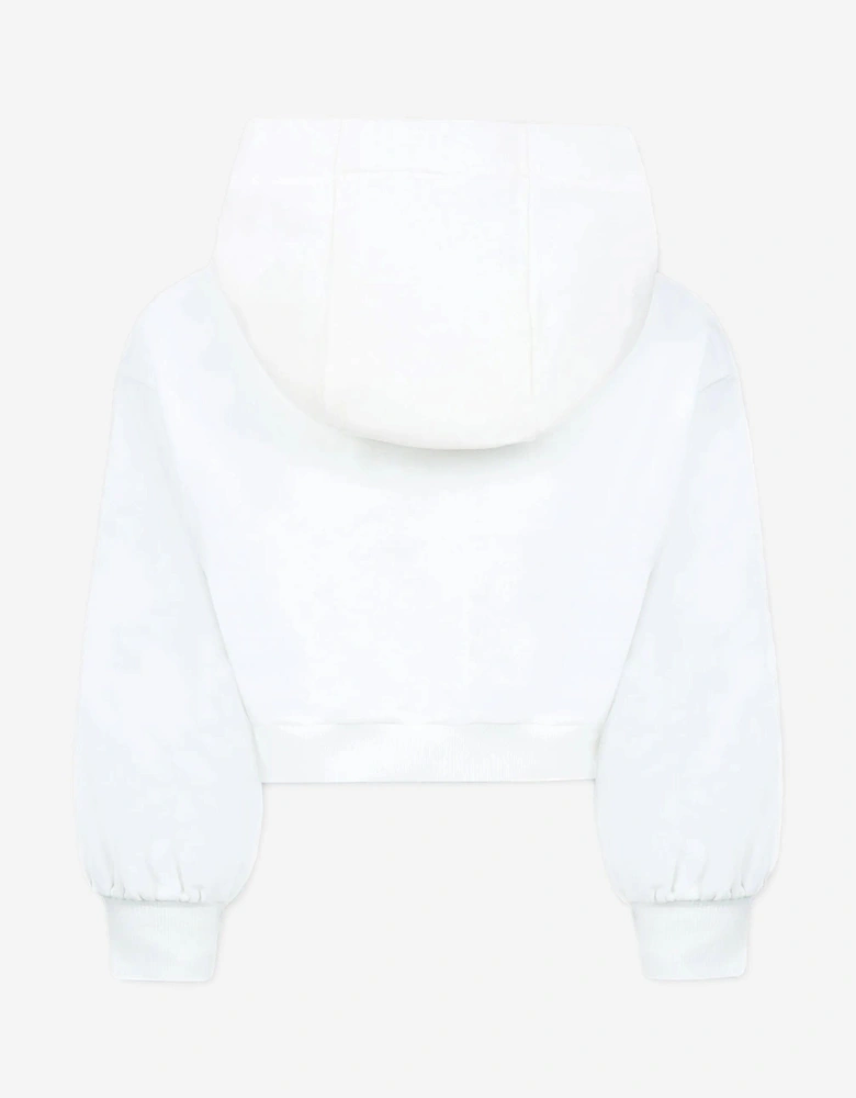 Girls Cropped Hoodie in White
