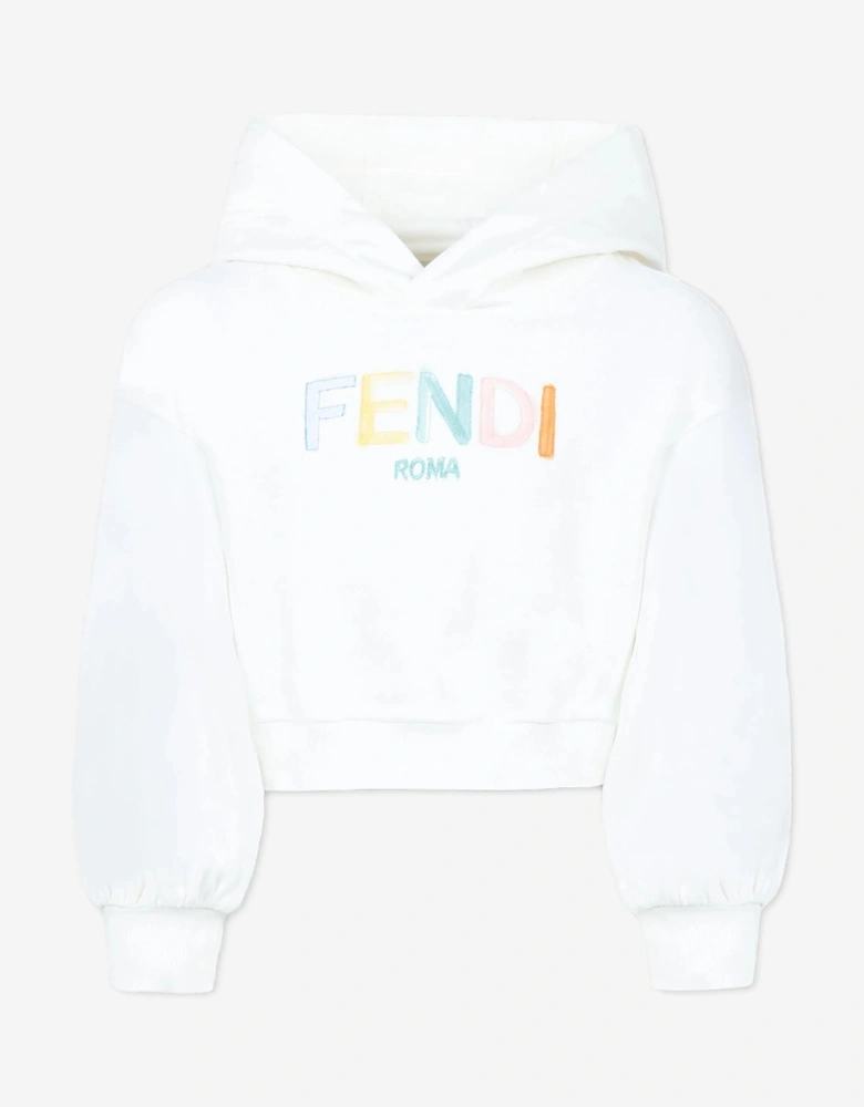 Girls Cropped Hoodie in White