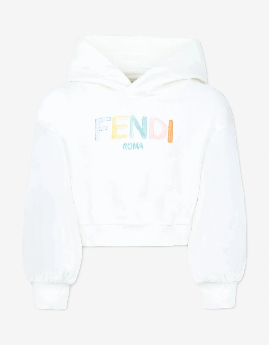 Girls Cropped Hoodie in White
