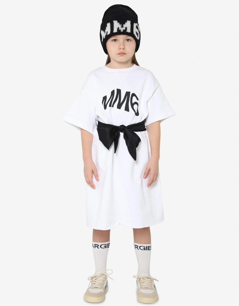 MM6 Kids Logo T-Shirt Dress In White