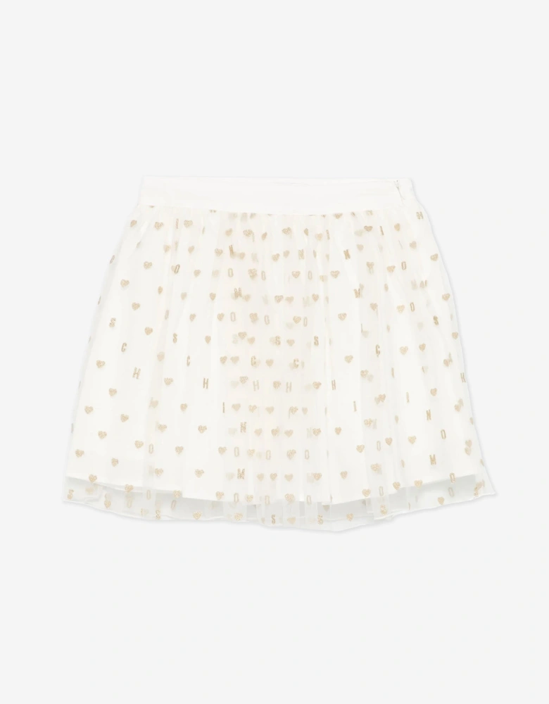 Girls Hearts Skirt in Ivory