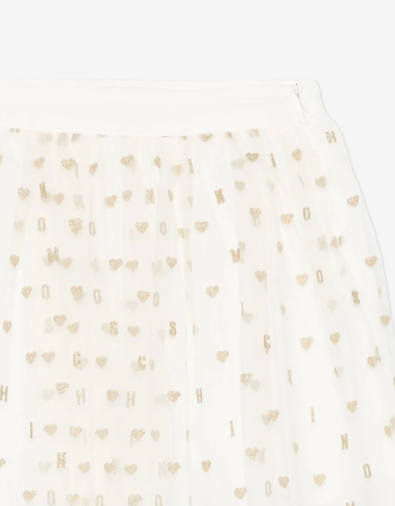 Girls Hearts Skirt in Ivory