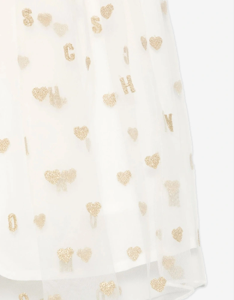 Girls Hearts Skirt in Ivory