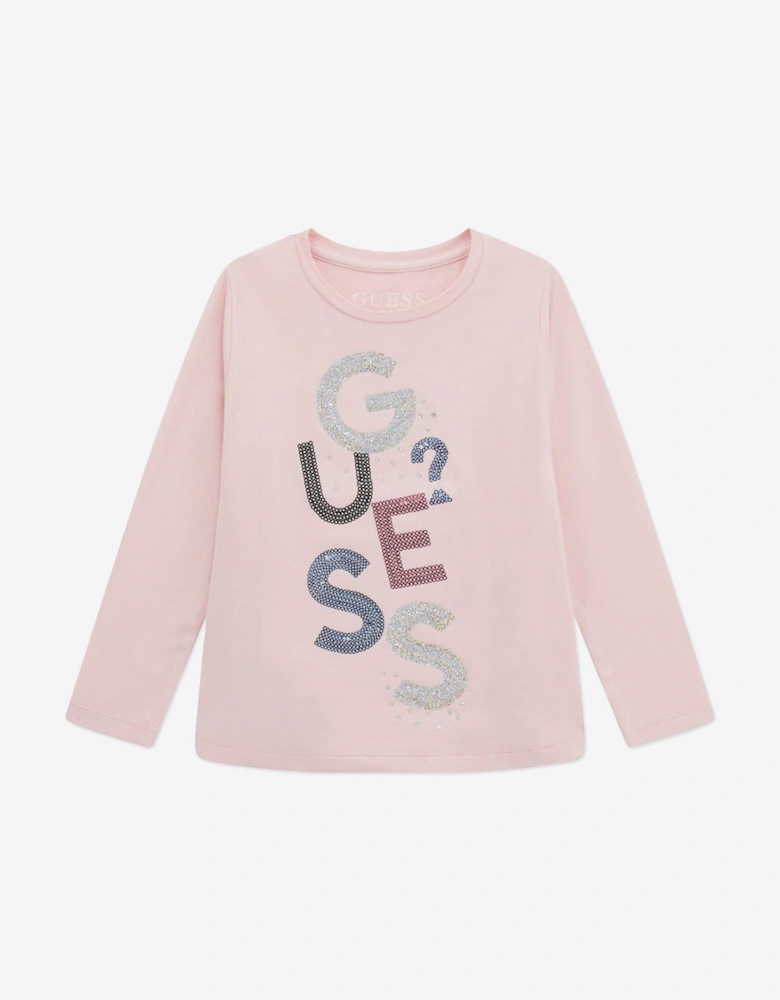 Girls Long Sleeve Logo T-Shirt in Pink