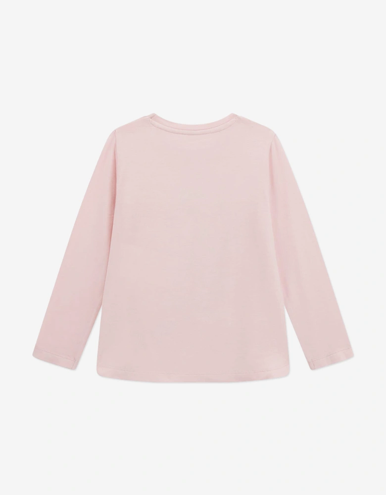 Girls Long Sleeve Logo T-Shirt in Pink