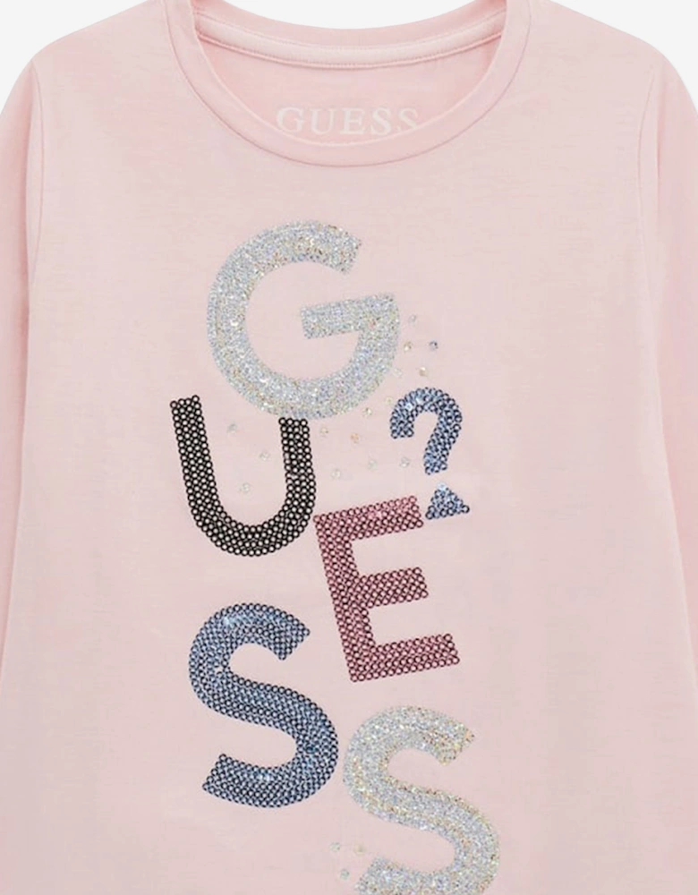 Girls Long Sleeve Logo T-Shirt in Pink