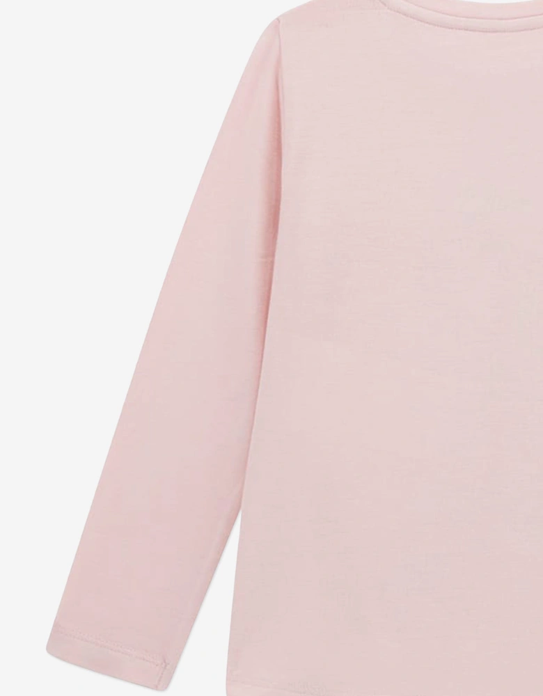 Girls Long Sleeve Logo T-Shirt in Pink
