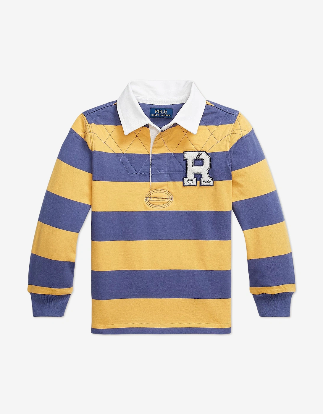Boys Striped Jersey Rugby Shirt in Yellow, 6 of 5