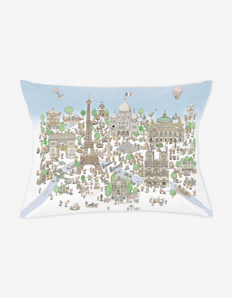 Baby Satin Paris Pillow Cover Paris in Blue (40cm)