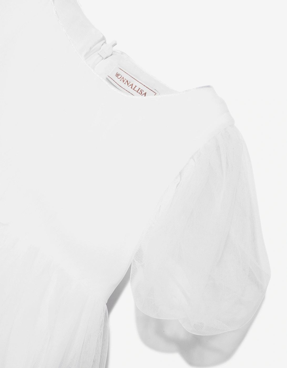 Girls Embroidered Cherry Tulle Dress In White