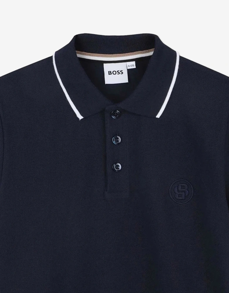 BOSS Boys Double B Polo Shirt in Navy