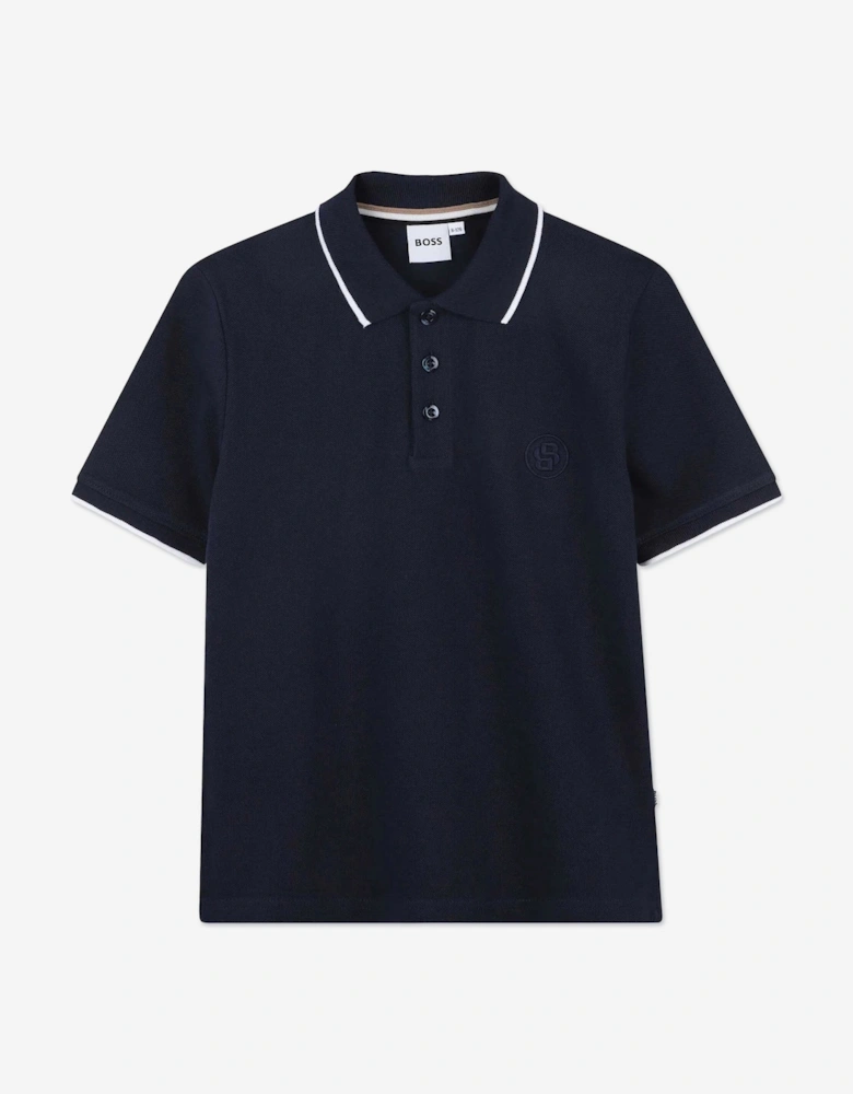BOSS Boys Double B Polo Shirt in Navy