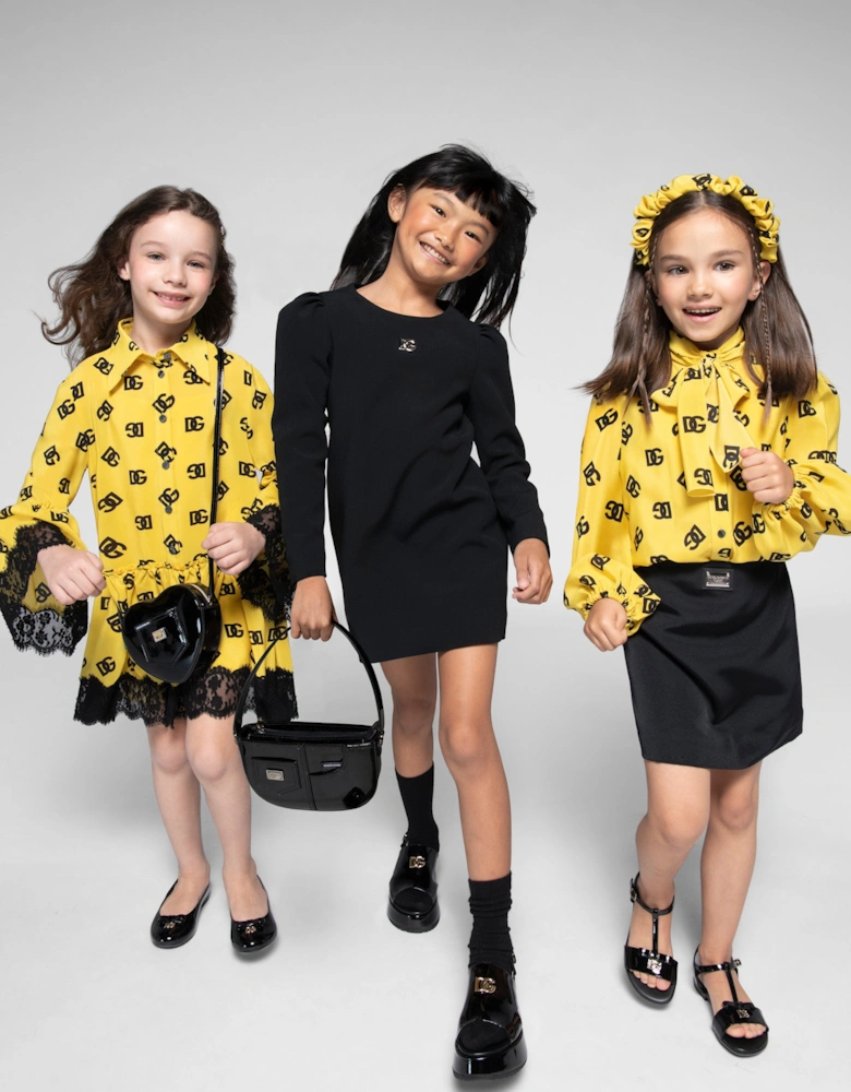 Girls Metal Logo Dress in Black