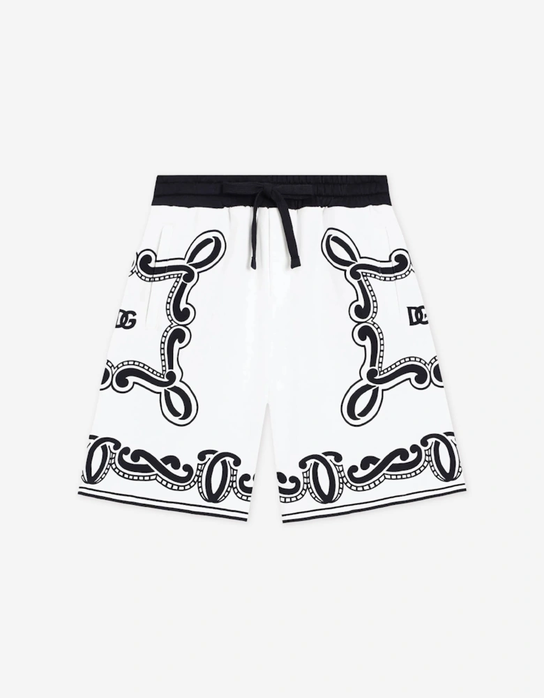 Boys Bandana Print Bermuda Shorts in White