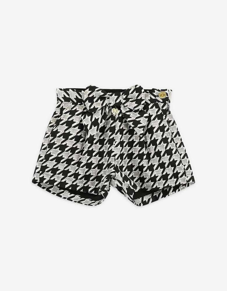 Angels Face Girls Laetitia Houndstooth Shorts With Bow in Black