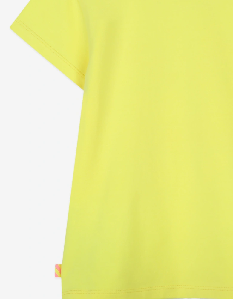 Billieblush Girls Heart Print T-Shirt in Yellow