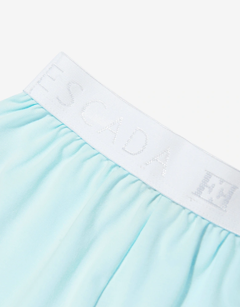 Baby Girls Embroidered Logo Shorts in Blue
