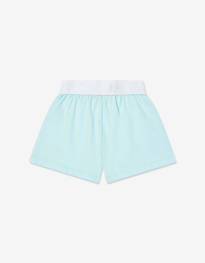 Baby Girls Embroidered Logo Shorts in Blue