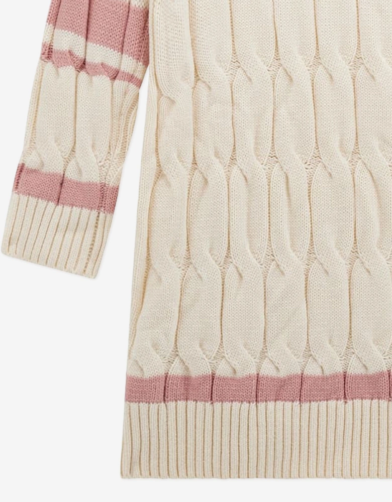 Girls Knitted Logo Dress in Ivory