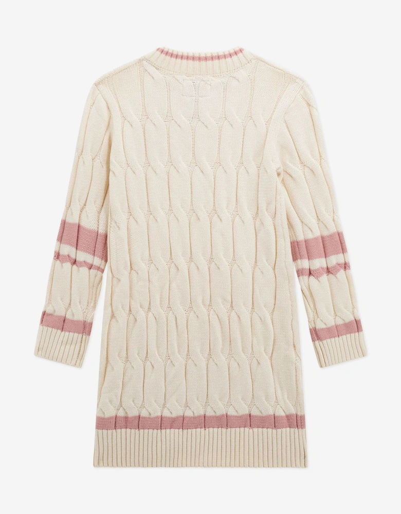 Girls Knitted Logo Dress in Ivory