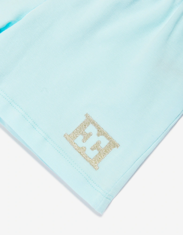 Baby Girls Embroidered Logo Shorts in Blue