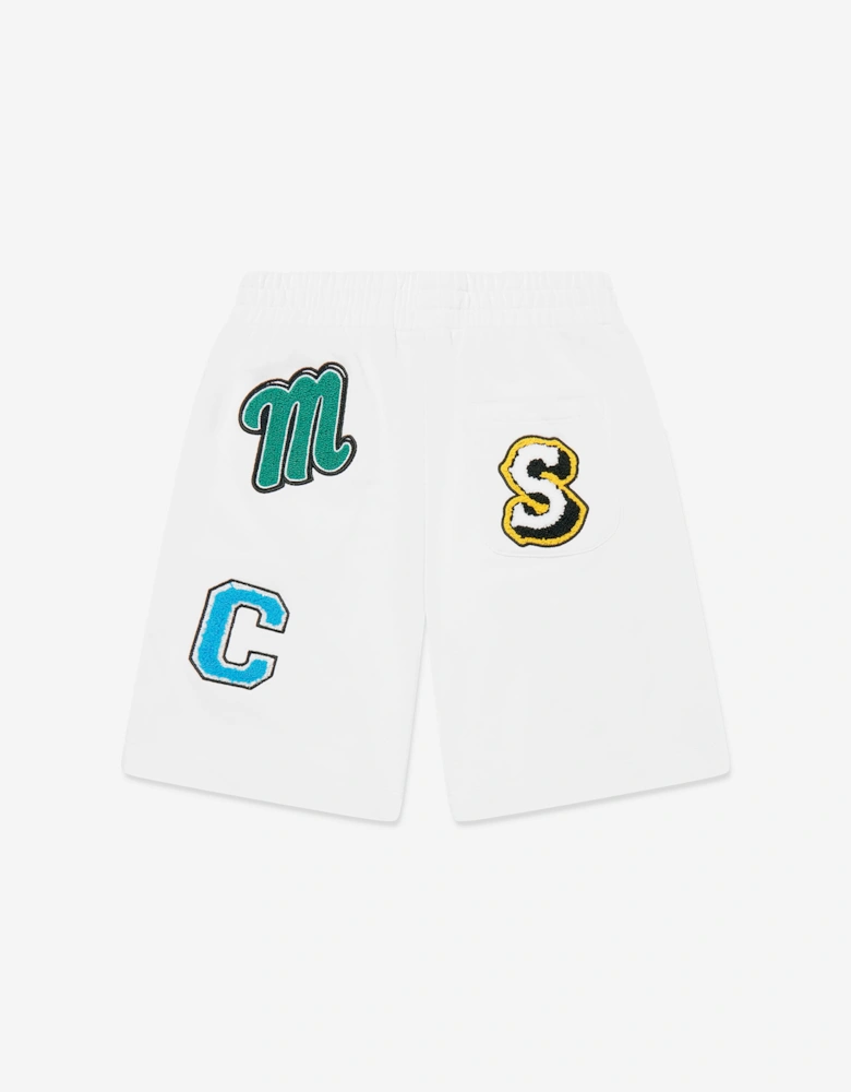 Boys Applique Logo Jersey Shorts in Ivory