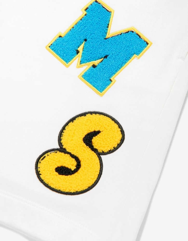 Boys Applique Logo Jersey Shorts in Ivory