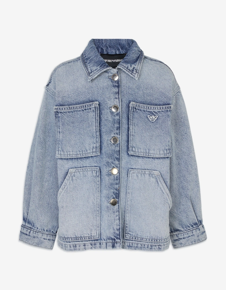 Girls Denim Shirt Jacket in Blue