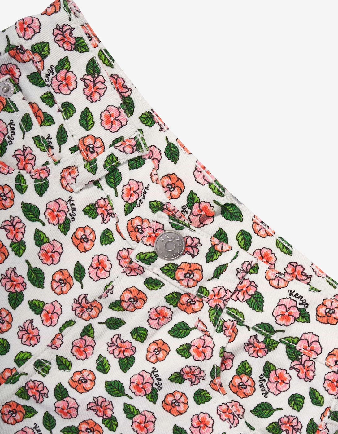 Girls Flower Shorts in Ivory