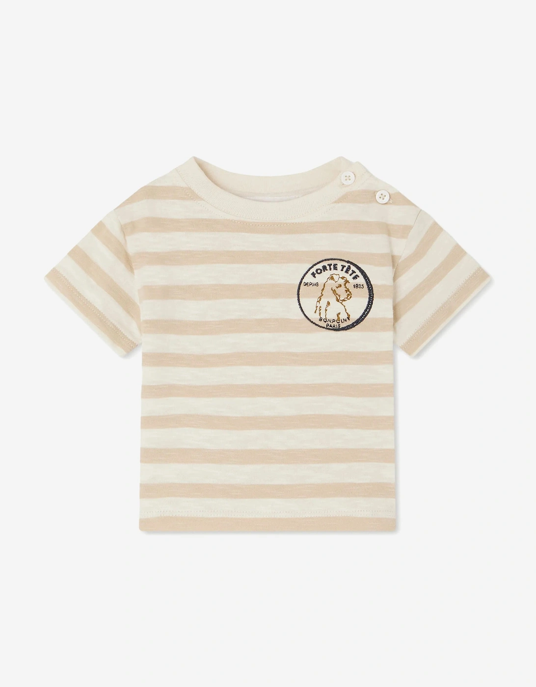 Baby Boys Striped Gaye T-Shirt in Beige, 4 of 3
