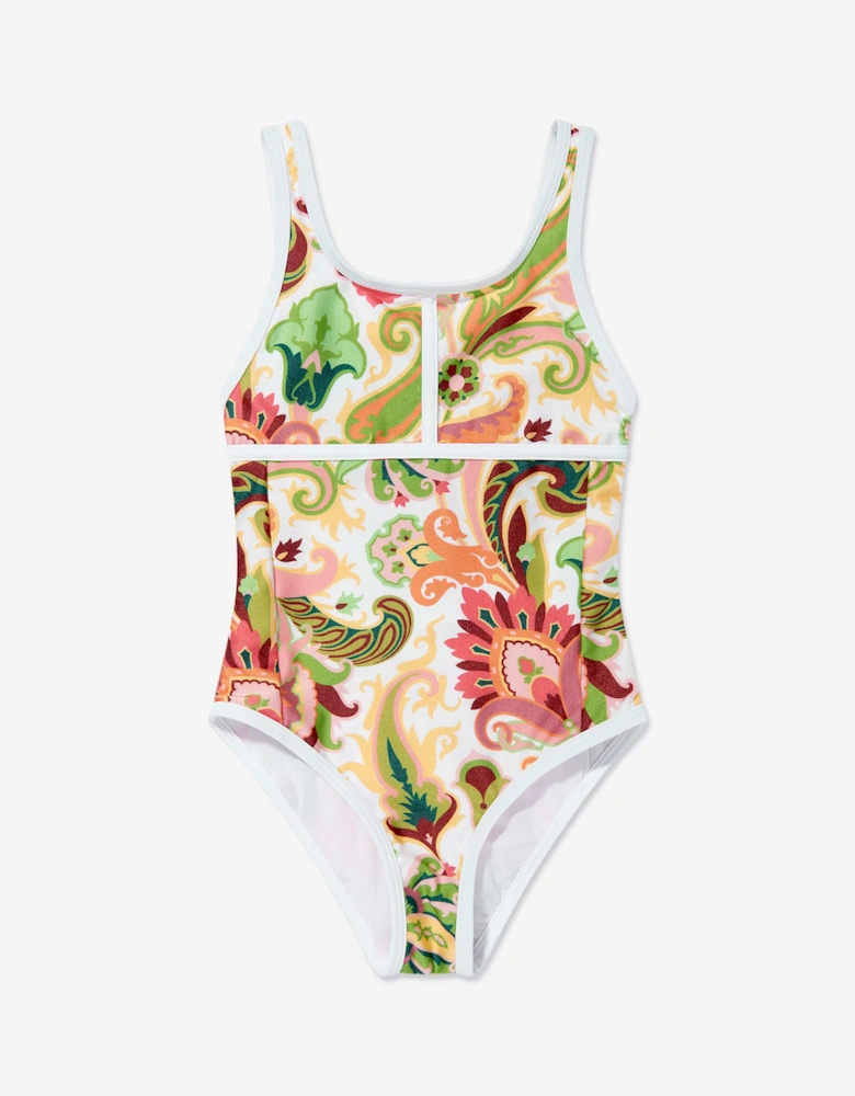 Girls Paisley Print Swimsuit in Multicolour