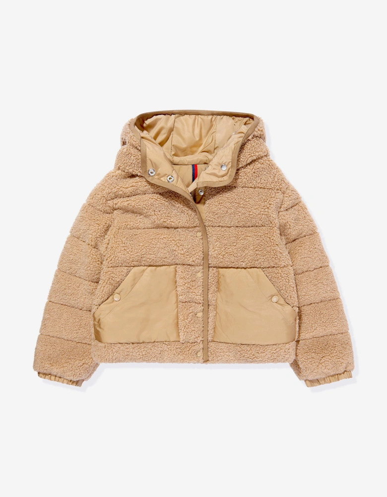 Enfant Girls Down Teddy Fleece Audrieu Jacket in Beige