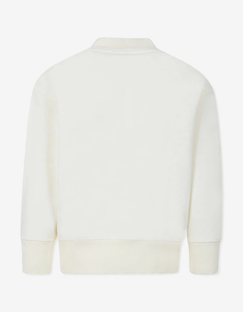 Girls Classic Curved Logo Sweatshirt in Ivory