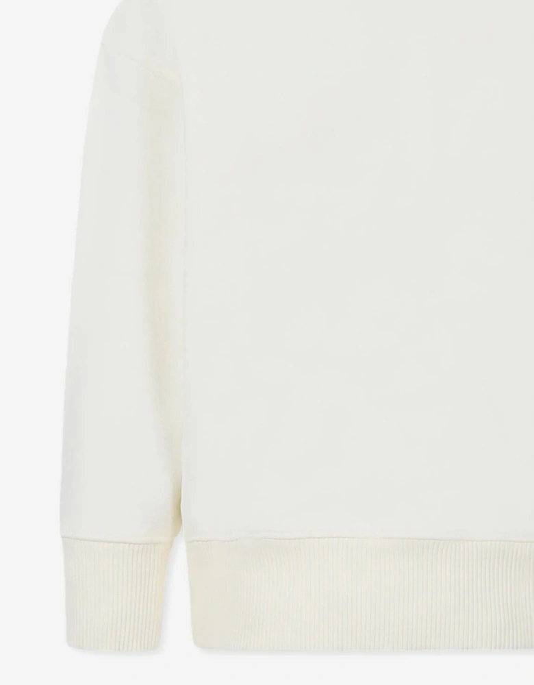 Girls Classic Curved Logo Sweatshirt in Ivory