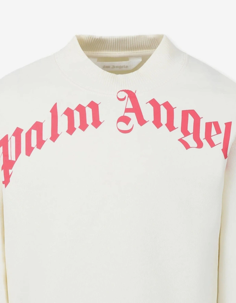 Girls Classic Curved Logo Sweatshirt in Ivory