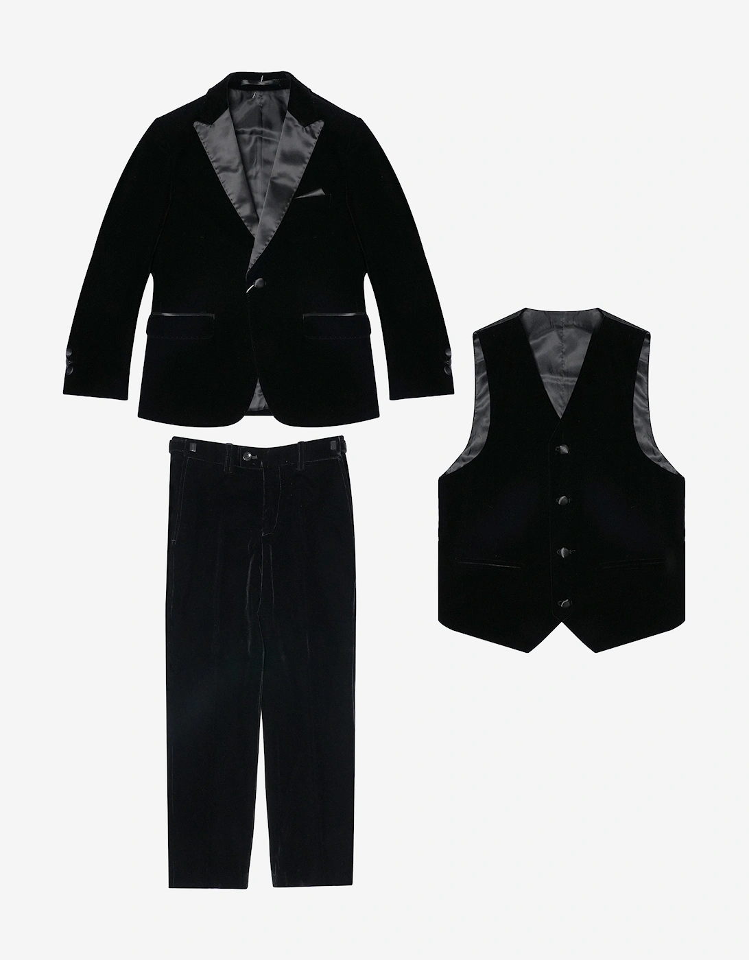 Romano Boys Velvet 3 Piece Suit in Black