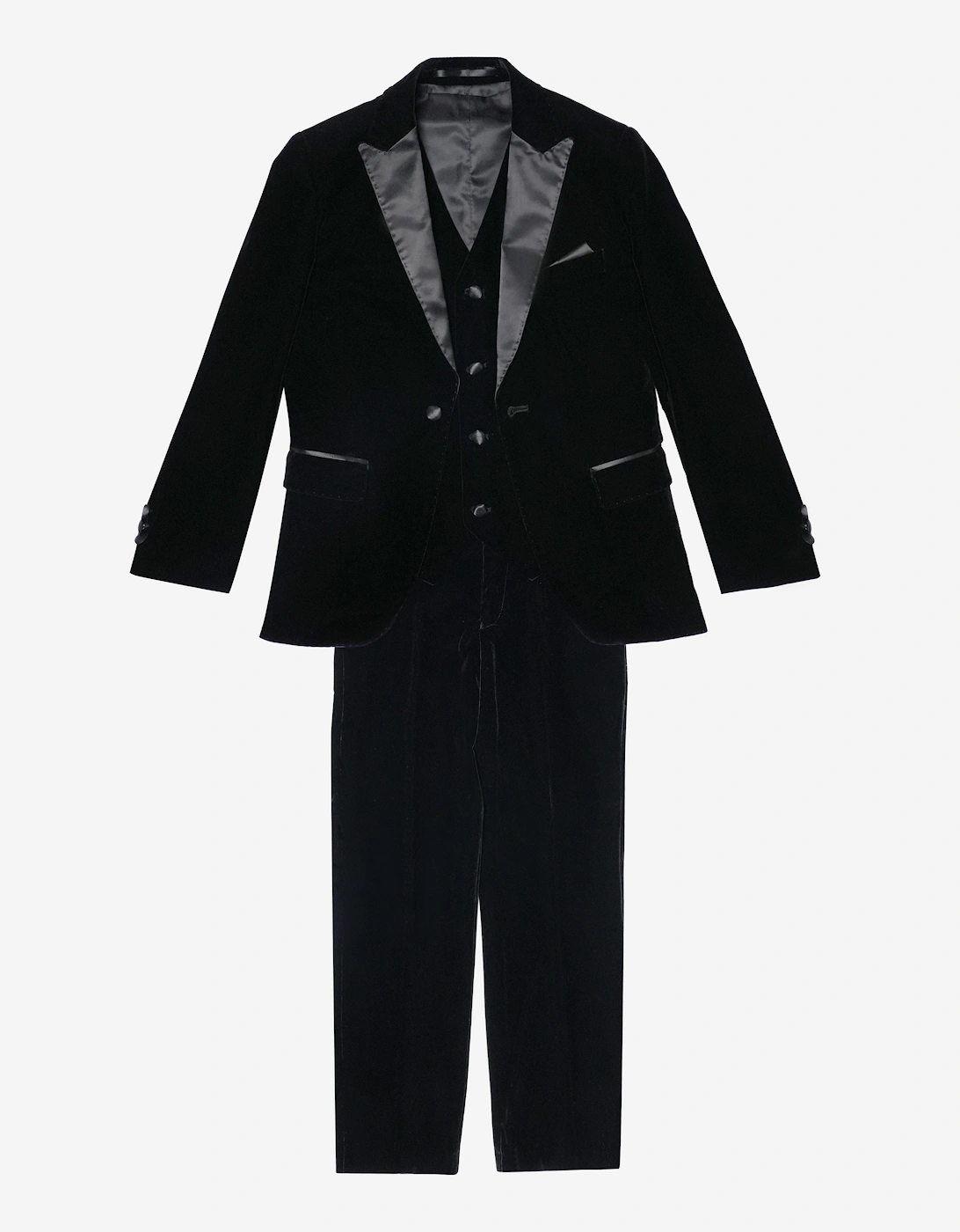 Romano Boys Velvet 3 Piece Suit in Black, 5 of 4
