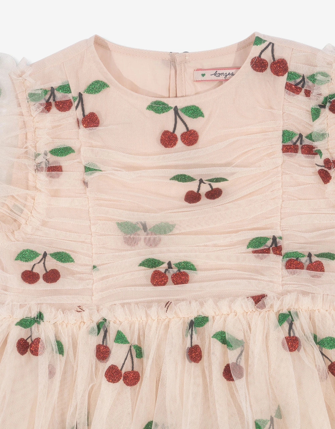 Girls Tullie Cherry Dress in Ivory